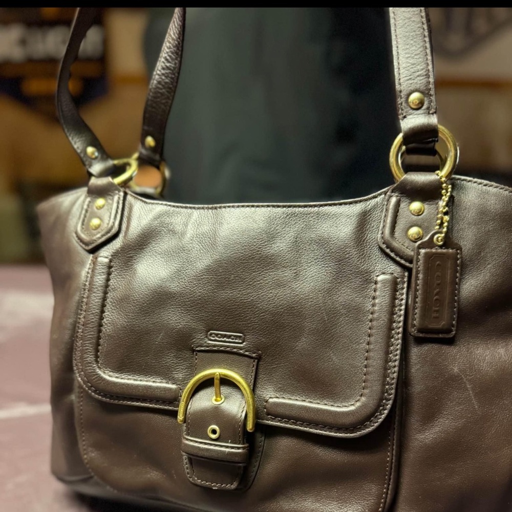 COACH Women's Campbell Belle Brown Leather Shoulder Bag F24961 EUC Medium-Large
